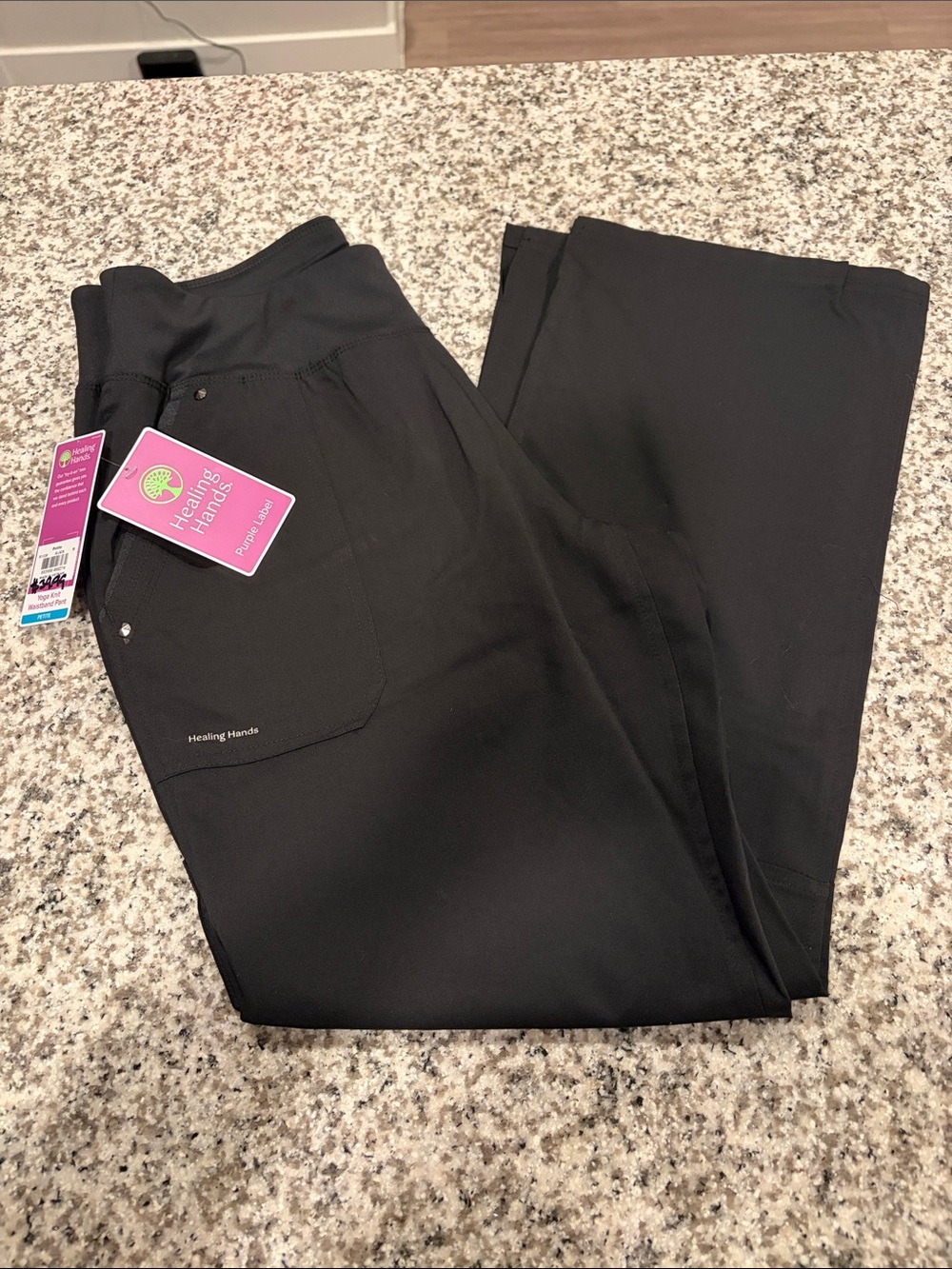 healing hands SCRUB Black Straight-Leg Scrub Pants with Utility Pocket
